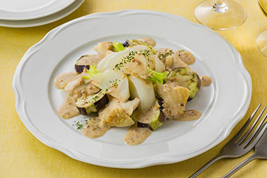 鶏もも肉とかぶとなすのレンジ蒸し