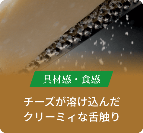 具材感・食感:チーズが溶け込んだクリーミィな舌触り