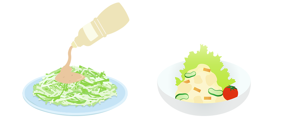 マヨネーズや乳化状ドレッシングで食べやすくなる