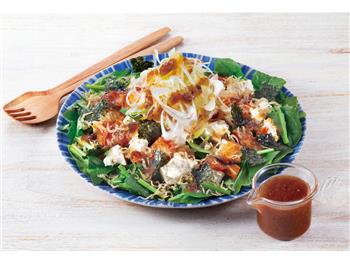 豆腐とじゃこの黒酢たまねぎサラダ