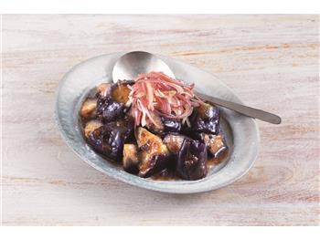 揚げなすの黒酢梅和え