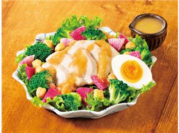 おろし野菜ドレッシングのプロテインサラダ