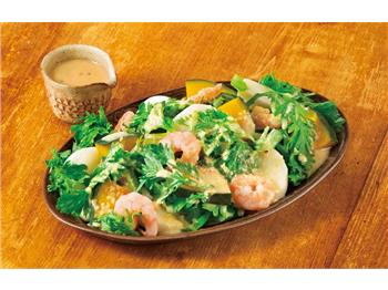 えびと春菊のシェフズオニオンサラダ