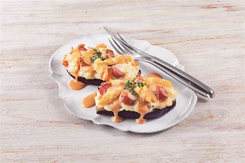 コブドレ仕立てのなすピザ