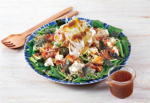 豆腐とじゃこの黒酢たまねぎサラダ