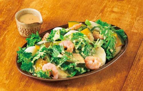 えびと春菊のシェフズオニオンサラダ