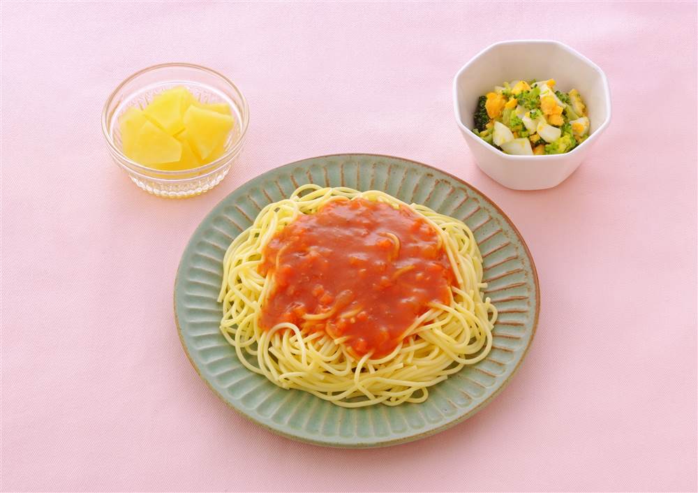 ミートソースパスタ献立