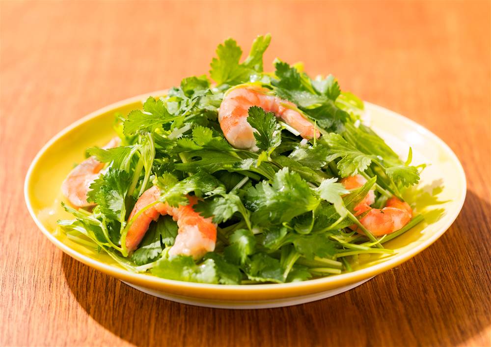 写真：パクチーと水菜のサラダ