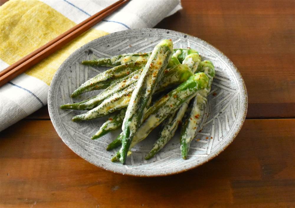 写真：オクラのマヨネーズ焼き