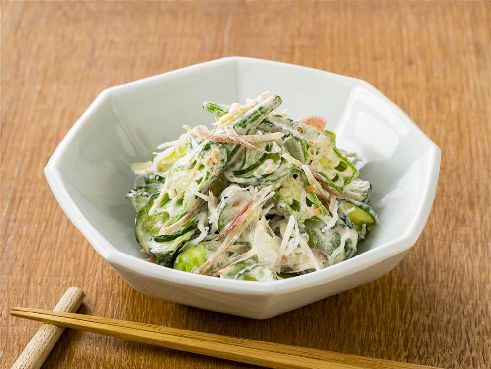 写真：きゅうりとオクラのマヨサラダ