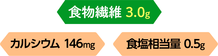 食物繊維3.0g カルシウム146mg 食塩相当量0.5g