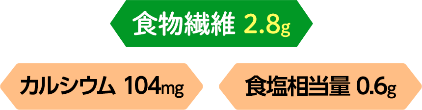 食物繊維2.8g カルシウム104mg 食塩相当量0.6g