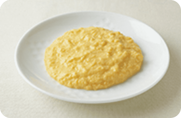 舌でつぶせる区分のたまごのかたさの目安（スクランブルエッグ）