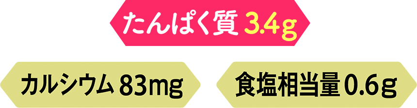 たんぱく質 3.4g カルシウム 83mg 食塩相当量 0.6g