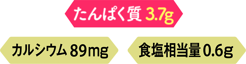 たんぱく質 3.7g カルシウム 89mg 食塩相当量 0.6g