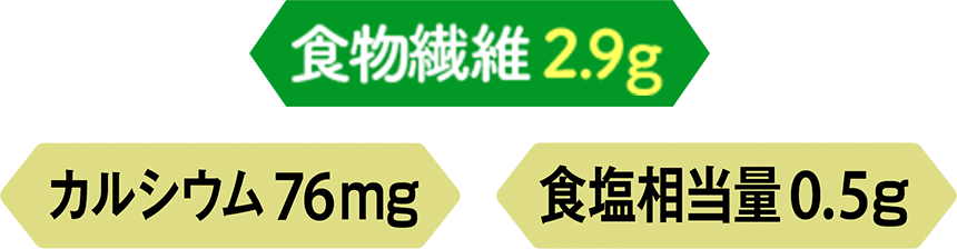 食物繊維 2.9g カルシウム 76mg 食塩相当量 0.5g