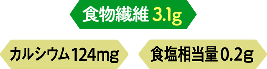 食物繊維 3.1g カルシウム 124mg 食塩相当量 0.2g
